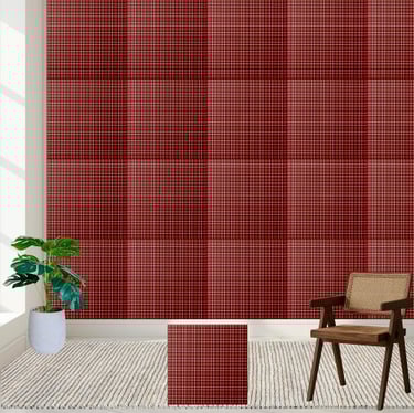 Rustic Scottish Red Tartan Plaid Pattern Ceramic Tile