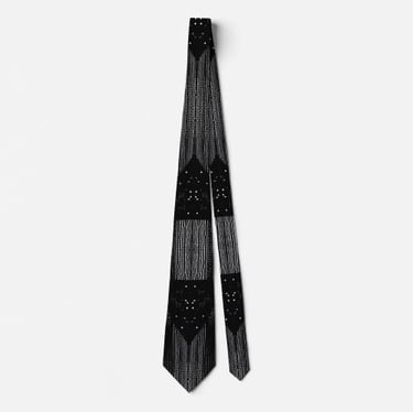 Sophisticated Black White Speckle and Stripe Neck Tie