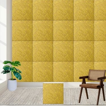 Golden Woven Bamboo Pattern Ceramic Tile
