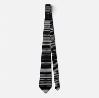 Unique Graphic Black and White Starry Lines Neck Tie