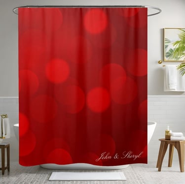 Romantic Red Glowing Dots Shower Curtain