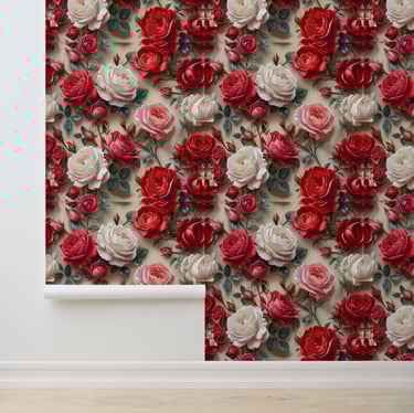 Beautiful Rose Garden Self Adhesive Wallpaper