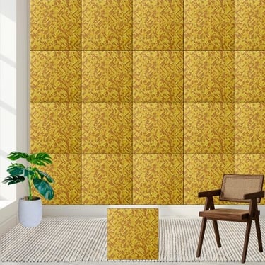 Golden Woven Geometric Pattern Ceramic Tile
