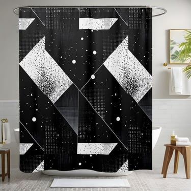 Geometric Black and White Shower Curtain Style 1
