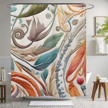 Colorful Boho Flower Theme Shower Curtain Style 2