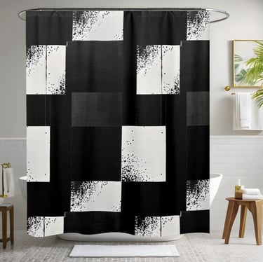 Black and White Checkered Shower Curtain Style 4