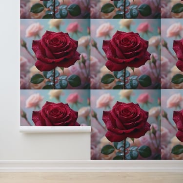 Stunning Red Rose Floral Peel and Stick Wallpaper