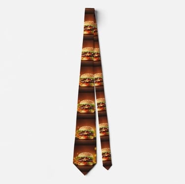 Big Brown Hamburger Neck Tie