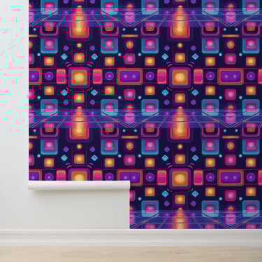 Retro 80s Disco Fever | Peel and Stick Wall Mural Wallpaper