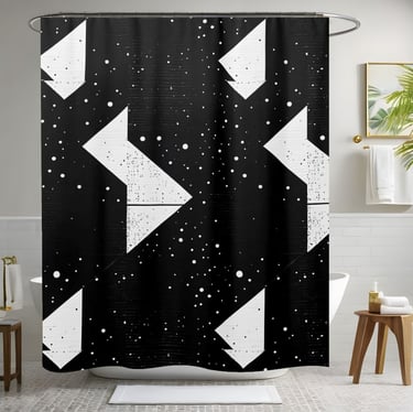 Black and White Abstract Shower Curtain Style 1