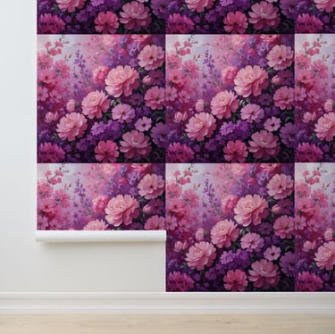 Pink & Purple Floral Dream - Peel and Stick Wallpaper