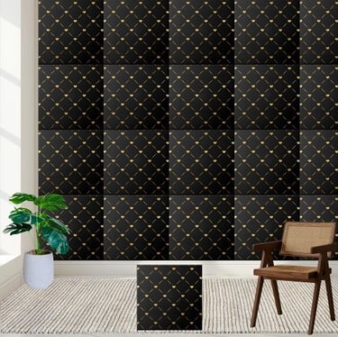 Luxurious and Elegant Black and Gold Hearts Tile
