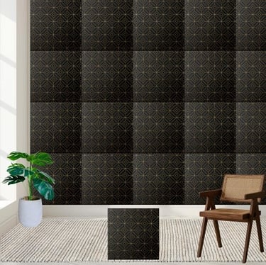 Modern Aesthetic Geometric Black and Gold Tile