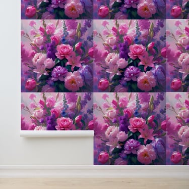 Romantic Peony Rose Lily Peel and Stick Wall Decor Wallpaper
