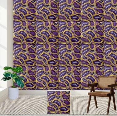 Purple and Gold Geode Tile Pattern