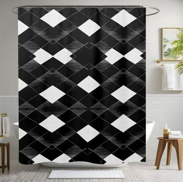 Black and White Abstract Shower Curtain Style 2