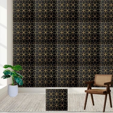 Black and Gold Geometric Tile