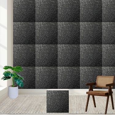 Black Silver Glitter Sparkle Stylish Ceramic Tile