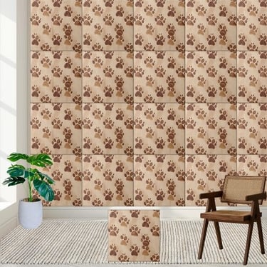 Brown Paw Print Pattern Tile