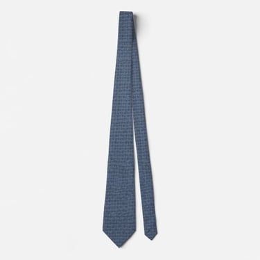 Rustic Chic Indigo Blue Linen Texture Neck Tie