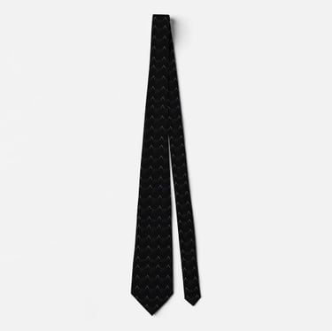 Sleek Black White V Pattern Neck Tie