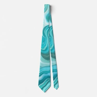 Swirling Teal Artistic Neck tie