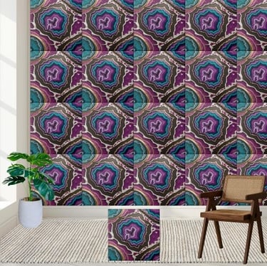 Teal and Purple Geode Resin Art Tile