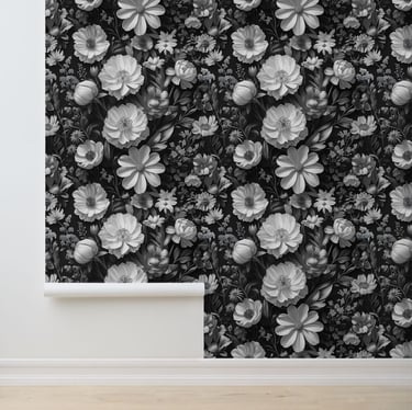 Timeless Black and White Floral Peel and Stick Wallpaper