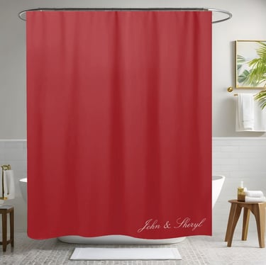 Personalized Dark Red Solid Color Shower Curtain