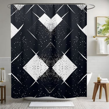Black and White Abstract Shower Curtain Style 3