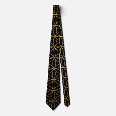 Black Golden Sacred Geometric Necktie
