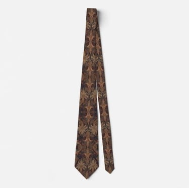 Boho Floral Brown Purple Bohemian Style Neck Tie