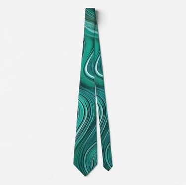 Modern Abstract Aqua Swirl Neck Tie