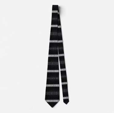 Modern Minimalist Black & White Barcode Stripe Neck Tie