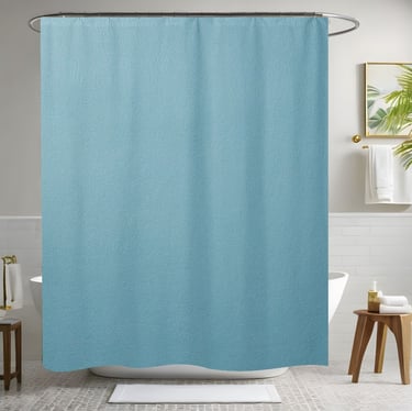 Light Blue Leather Shower Curtain