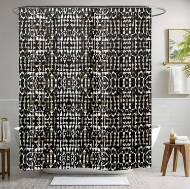 Aztec Black Boho Shower Curtain