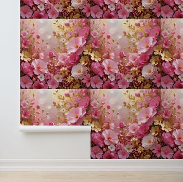 Luxe Pink and Gold Self Adhesive Wallpaper