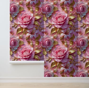 Glam Pink Rose Gold Removable Wallpaper