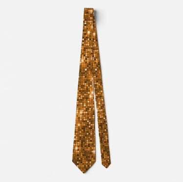 Chic Orange Gold Glitter Prom & Party Neck Tie
