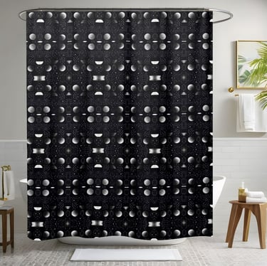 Black and White Space Circle Style 2 Shower Curtain
