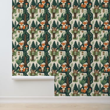 Enchanted Woodland Critters Peel and Stick Wallpaper