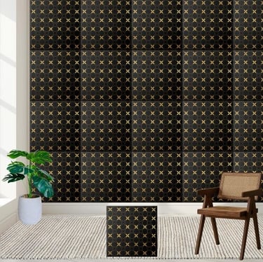 Modern Aesthetic Black and Gold Geometric Tile