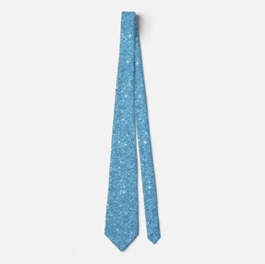 Sparkling Aqua Blue Glitter Neck Tie