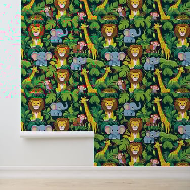 Jungle Safari Animals Kids' Peel and Stick Wallpaper