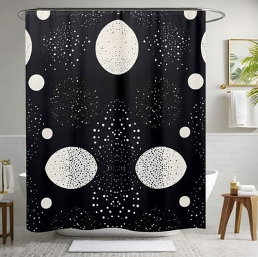 Black and White Space Circle Style 3 Shower Curtain