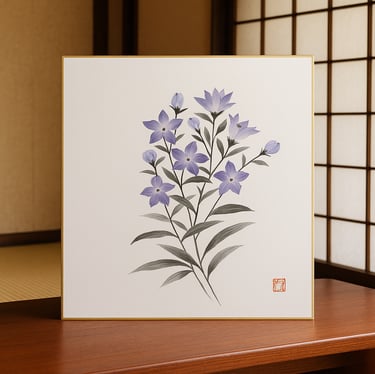 Handgemalte Shikishi – signierte japanische Kunst auf traditioneller Papierkarte