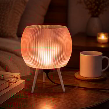 Jelo lamp glowing with warm ambient light in modern interior