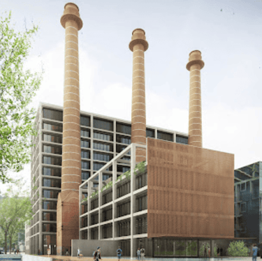 Imagen actual de la s tre chimeneas del Paralelo de Barcelona