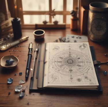 Softly lit scene of thoughtful person journaling answers by candlelight.