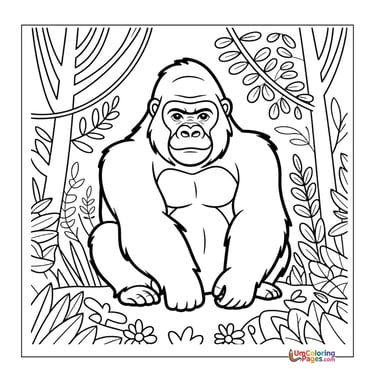 Gorilla coloring page silverback ape printable for kids